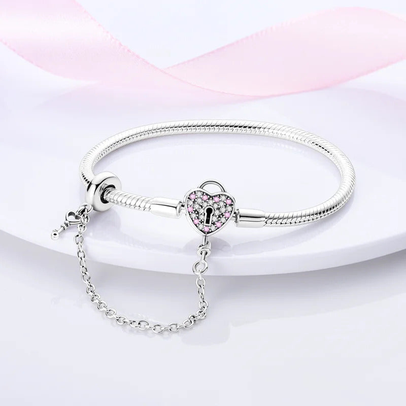 Bracelet Silver 925 Original 17-20CM Star Moon Sun Four Leaf Clover Green Zircon Bracelets Fit DIY Charms Birthday Jewelry Gifts