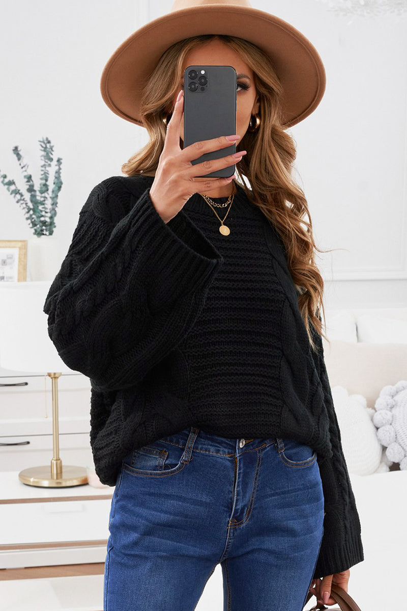 Black Cable Knit Sweater