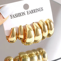 12pcs/Set Classic Fashion Twist C Shape Tear Drop Design Women's Gold-Color Earrings For Daily Workplace And Party Outfits 2024