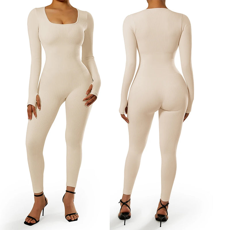 Bodycon Slim Jumpsuit For Women‘s Clothing Zipper Casual Brown Fitness Rompers Autumn 2024 Playsuit Activity Streetwear Overall