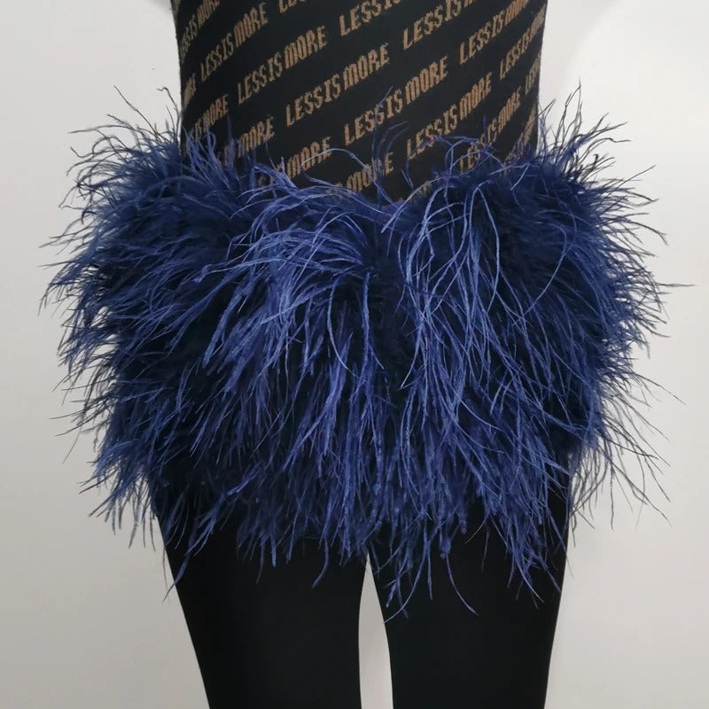 The latest 100% ostrich feather shorts fashionable sexy comfortable lace fabric high elasticity Suitable for nightclubs parties