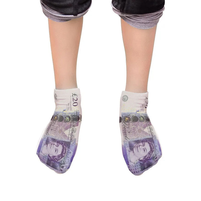 Interesting banknotes, currency, creative design, casual socks, street happy socks, fashion men's and women's home socks