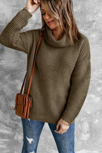 Sage Green Cozy Long Sleeves Turtleneck Sweater