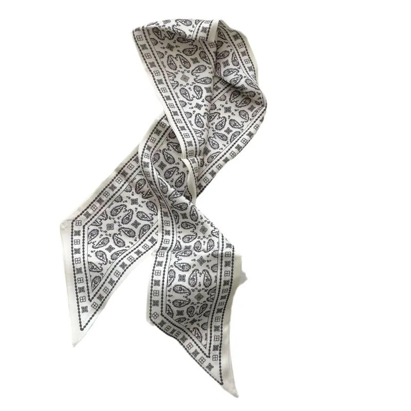 Cashew flower silk scarf, double-sided printed headband, ins decoration, versatile triangle scarf accessories