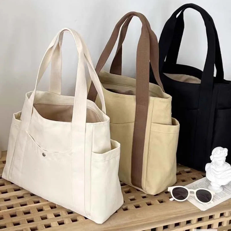 Large Capacity Canvas Tote Bags for Work Commuting Carrying Bag College Style Student Outfit Book Shoulder Bag Bolsos Para Mujer