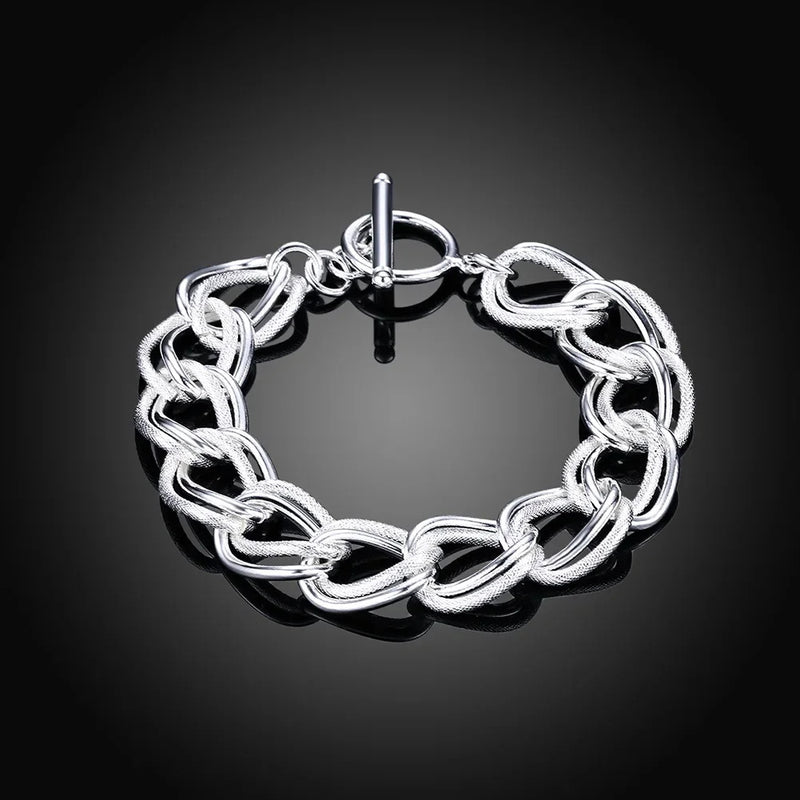 Hot 925 Sterling Silver Cute Buckle Side Chain Solid Bracelet for Women Men Charm Party Gift Wedding Fashion Jewelry