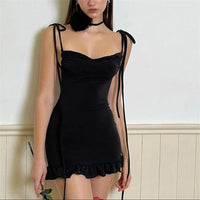 2024 European and American New High end Y2K Sexy Open Back Lace up Slim Fit Spicy Girl Short Skirt