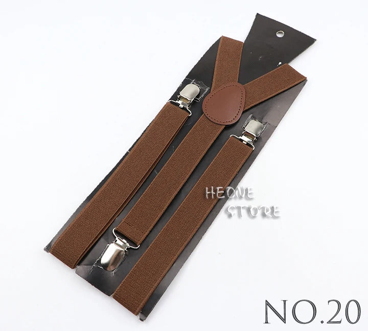 New Candy Color Adjustable Suspenders Elastic Leather Y-Back Braces Straps For Men Women Kids Pants Shirt Girl Skirt Accessories