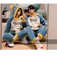 New 2022 Couple Pajamas Set Women's Thickened Fleece-lined Coral Velvet Couple Sleepwear For Spring Autumn Winter Homewear