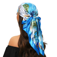 90*90cm Silk Scarf Women Print Hair Neck Square Office Ladies Shawl Bandanna Muslim Hijab Handkerchief Muffler Foulard female