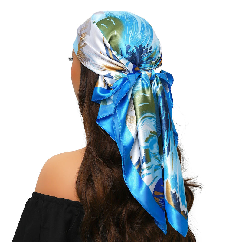 90*90cm Silk Scarf Women Print Hair Neck Square Office Ladies Shawl Bandanna Muslim Hijab Handkerchief Muffler Foulard female