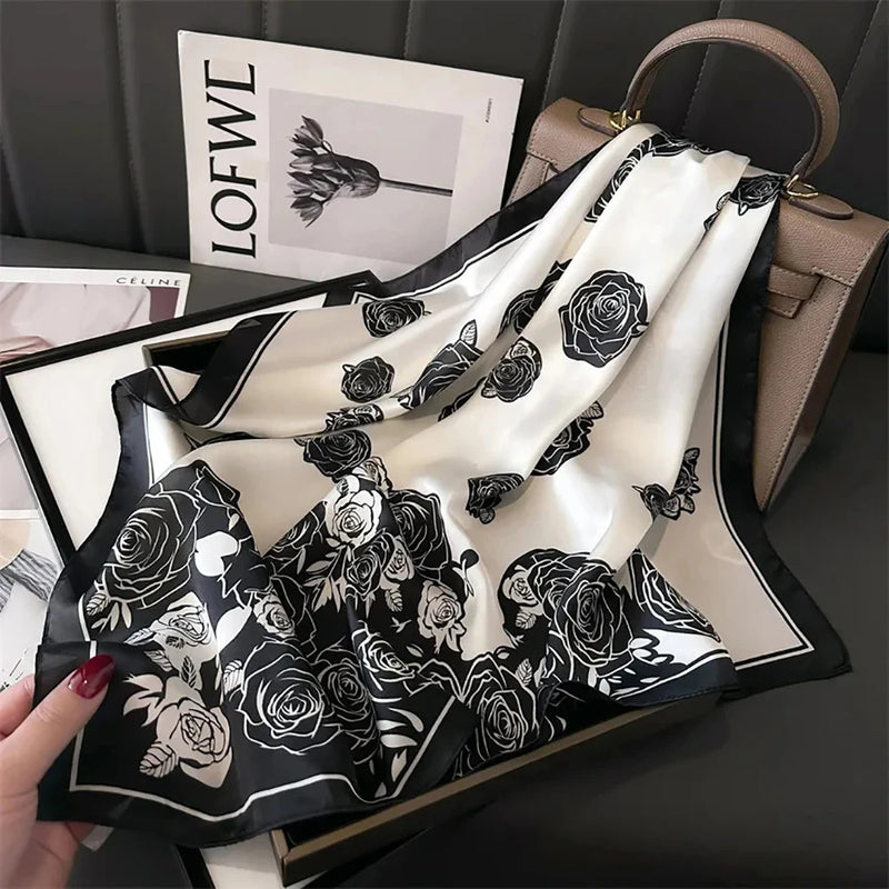 Luxury Silk Scarfs Square Scarf Korean Fashion Kerchief Popular Silk Scarves Bandanna Wraps Scarf Decoration Shawl 70*70CM