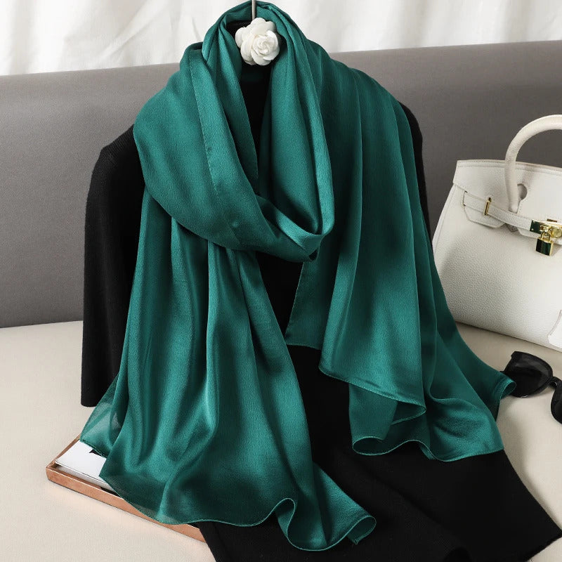 Foulard Silk Scarf Shawls Lady Bufanda Elegant Solid Scarves Women Sping Pashmina Hijab Wraps Female Beach Stoles 2024 Luxury