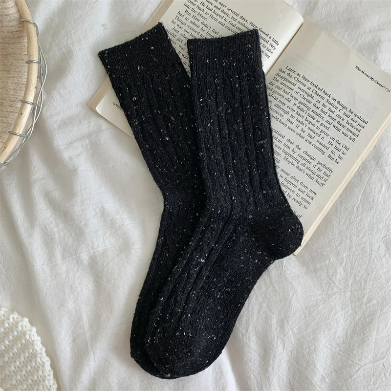 Women's Socks Winter New Novelty Fashion Japanese Style Casual Crew Socks Warm Striped Autumn Simple Wool Socks For Girls Trendy