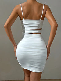 Women Sexy Spaghetti Strap Bodycon Mini Dress White Backless Party Evening Outfit Nightclub Vestidos