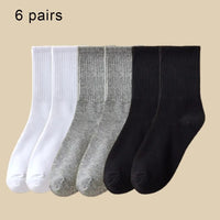 6/12 Pairs Women Mid Socks Solid Color Breathable Comfortable In Autumn Winter Sweat Absorbing High-Quality Casual Socks Sports