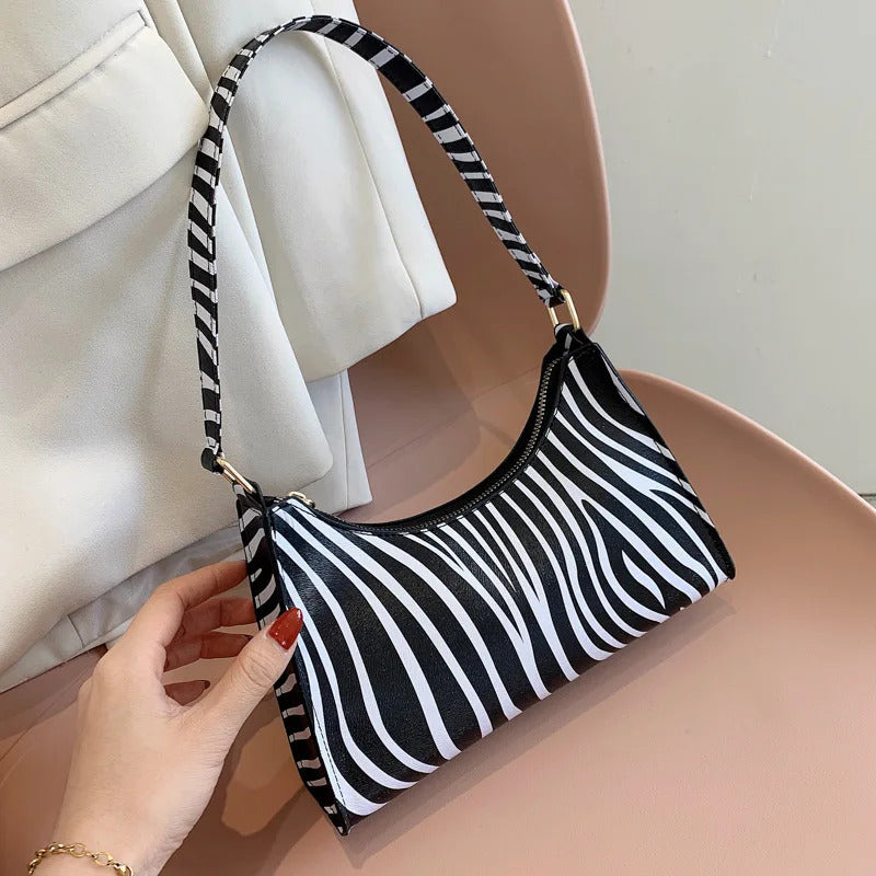 Summer New Shoulder Bags for Women High Quality Zebra Underarm Handbags PU Leather Leopard Armpit Purse Bag