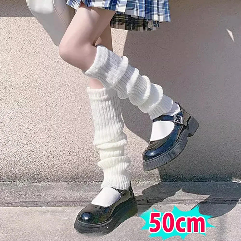 40-70cm Knitted Lolita Leg Warmers Women's Long Socks Autumn Winter Wool Foot Cover Arm Warmer Y2K Crochet Heap Socks Boot Cuffs