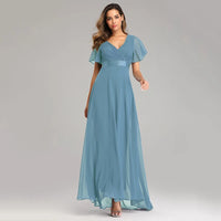 Evening Dresses XUCTHHC Elegant V-Neck Ruffles Chiffon Formal Evening Gown  Robe Vestidos De Fiesta Dress for Wedding Party