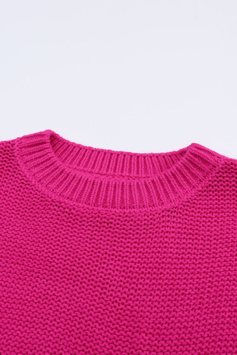 Rose Hollowed Bubble Sleeve Knit Sweater