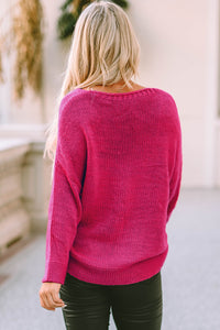 Apricot Loose Knitted V Neck Sweater