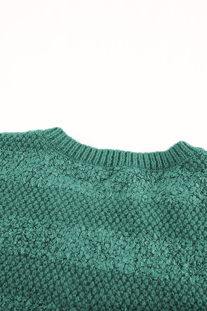 Green Crisscross Keyhole Fuzzy Sweater