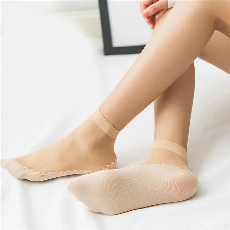 1/5/10pairs Womens Anti-Slip Socks ,Sweat Absorbing Cotton Bottom Velvet Socks, Ultrathin Breathable Summer Autumn Casual Sock