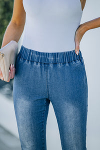 Sky Blue Distressed Bell Bottom Denim Pants