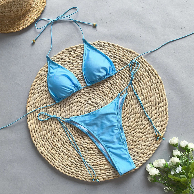 Sexy Bikini Swimsuit Swimwear Bathing Suit Triangle Bikini Set Women Biquini Bandage Beach Wear Two Piece Suit Swimming