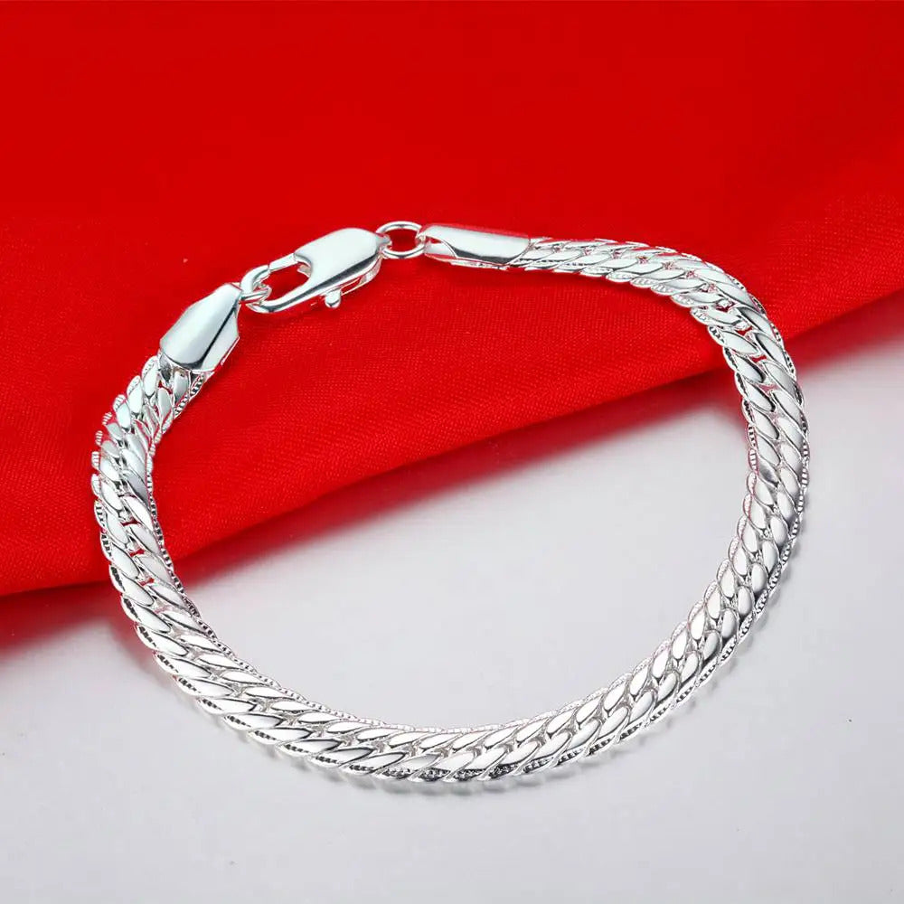 925 Sterling Silver Rose Flowe Bracelet Nice Snake Chain High Quality For Women Men Fashion Jewelry Wedding Engagement Party