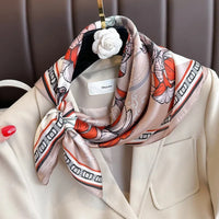 2024 New Luxury Brand Women Silk Leopard Print Square Scarf Female Beach Stoles Echarpe Satin Headband Shawl Wraps Bandana