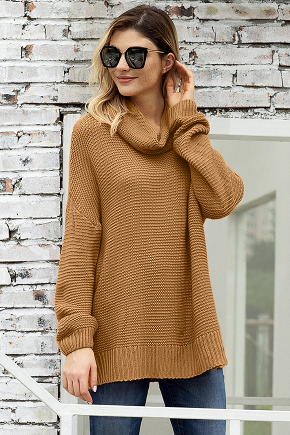 Sage Green Cozy Long Sleeves Turtleneck Sweater