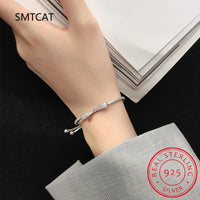 Real 925 Sterling Silver Bowknot Bracelet for Women Shiny Zircon Tennis Hard Bracelet Homme Wedding Party Jewelry Gifts