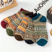 5 Pairs Women's Autumn Winter Wool Socks Warm Soft Mid Length Socks Ultra Thick Harajuku Women's Antifreeze Cashmere Short Socks