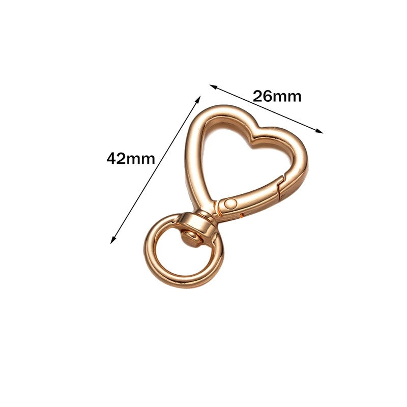 5pcs Metal Heart Lobster Claw Clasps Swivel Lanyards Trigger Snap Hooks Strap for Jewelry Making DIY Bags Keychain Key Rings