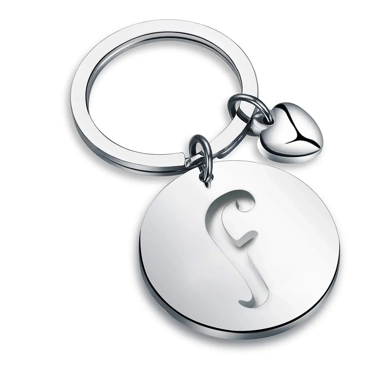 Popular A-Z  Round Brand Stainless Steel Keychain 26 Letter Keyring  Pendant Key Ring Buckle Chains for Car Motorcyle Gift