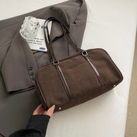 Casual Large Capaci Suede Bag Women 2024 New Autumn and Winter Retro Brown Commuter Shoulder Bag Pillow Bag