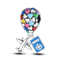 Fit Pandora Original Bracelets 925 Sterling Silver House Astronaut Puzzle Colorful Hot Air Balloon Charms Beads DIY Jewelry