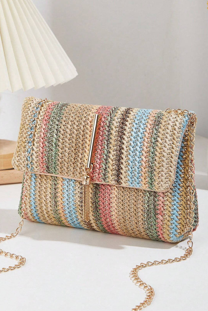 Apricot Bohemian Woven Gold Chain Shoulder Bag