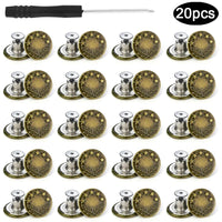 20/10pcs Detachable Jeans Screw Buttons with Screwdriver Clothes Replacement No Sewing Metal Pins Adjustable Waist Kit Tools