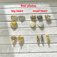 BenS Leopard Pattern Heart Pendant Enamel Dripping oil charms for DIY handmade Necklace Jewelry accessories wholesale P17