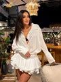 Elegant Cut Out White Long Dress For Women Fashion Patchwork Pleated Backless Sling Dresses Lady summer New Holiday Beach Robes