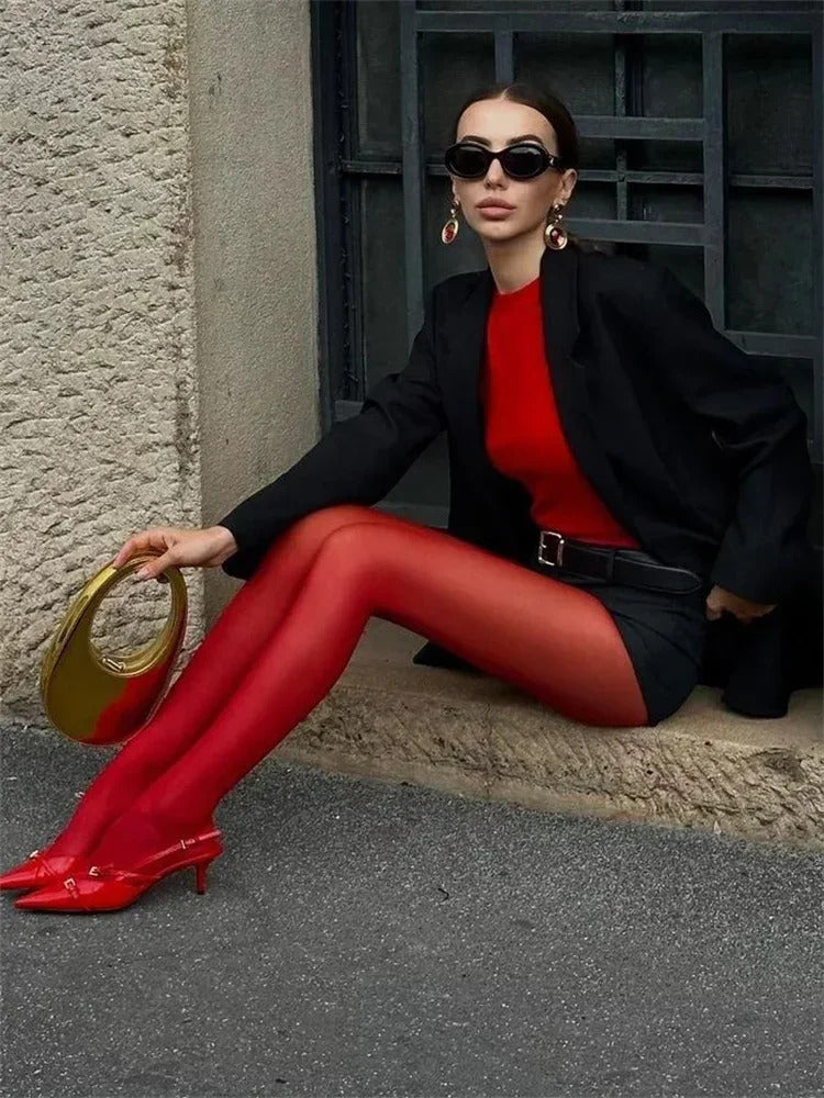 Women's Tights Slim Stockings Pantyhose Super Elastic Large Size Leggings Red Women's Sexy Tights Spring Autumn Winter Y2k 2024