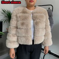 Women's Fashion faux fur coat super hot Autumn Winter women short Faux fox fur fluffy jacket high quality 7xl Ladies furry coats