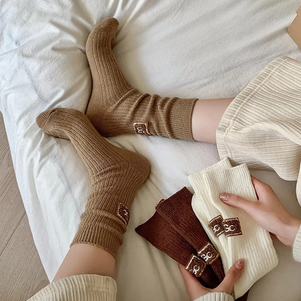 Winter Cozy Thickened Pile Socks Mid Calf Length Casual Cotton Soft Warm Comfortable Footwear Seasonal Hosiery