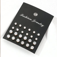 12 Pairs Of Luxurious, Simple, Shiny, And Caring Zirconia Decorative Earrings Are Suitable For Gifts To Parties,And Couples