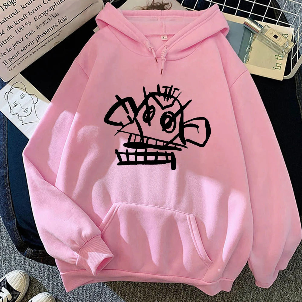 Fashion Anime Arcane Jinx Monkey Graffiti Hoodie Women/men Harajuku Style Sweatshirt Spring/Autumn Hoodies Game Lovers Tops