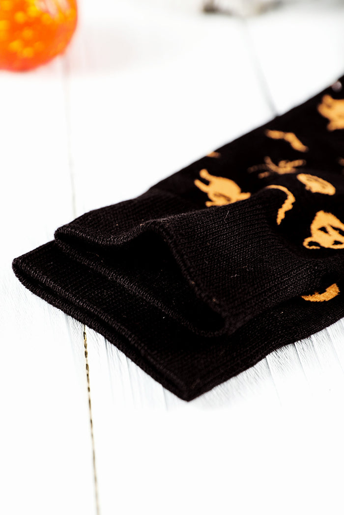 Black Spooky Season Halloween Element Print Socks