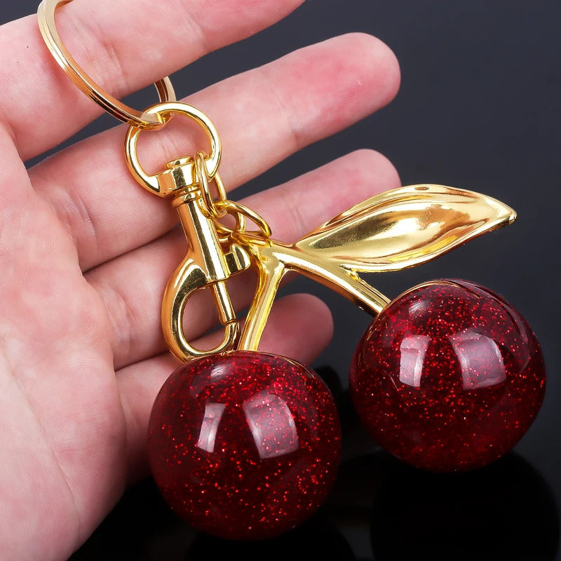 Fashion Delicious Red Cherry Keychain Summer Fruits Cherries Pendant Keyring For Women Men Jewelry Bag Key Accessories Gift