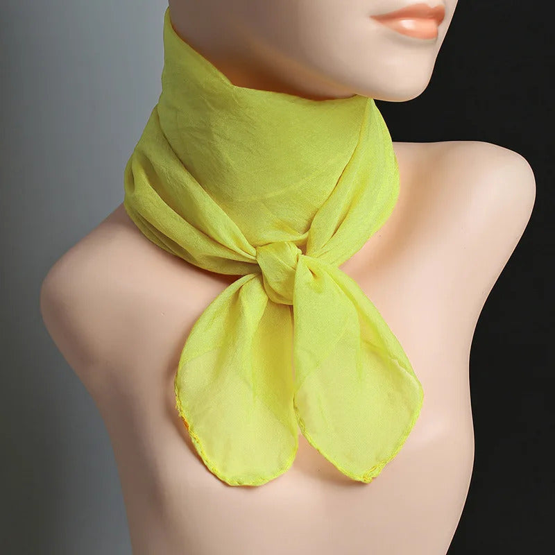 New 70X70cm Simulation Silk Scarves Women's Versatile Small Square Solid Chiffon Scarf Gauze Scarf Party Gift